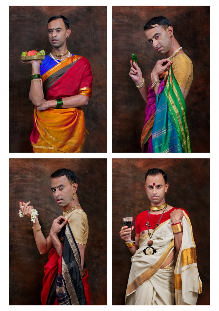 Lad holding Weapons of Seduction, A Ravi Varma Matrix of Feminity