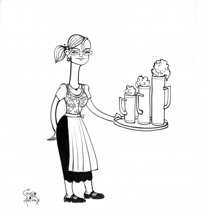Girl with Beer Mugs in Aying