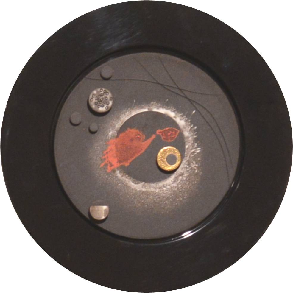 Circle with Many centers and no Circumference, Framed Disc Black 6