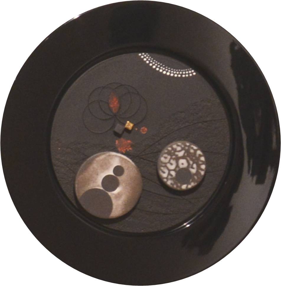 Circle with Many centers and no Circumference, Framed Disc Black 7