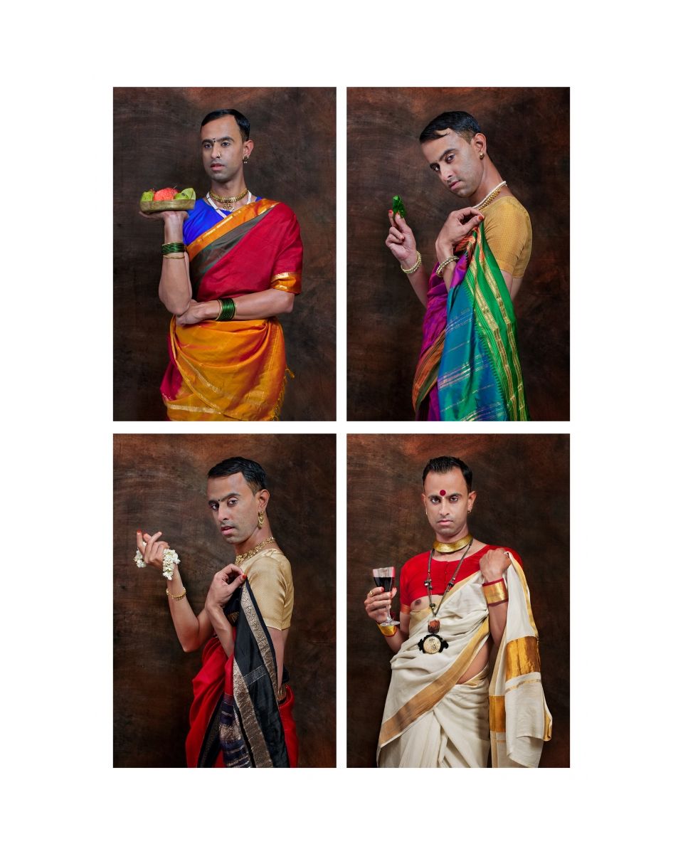 Lad holding Weapons of Seduction, A Ravi Varma Matrix of Feminity